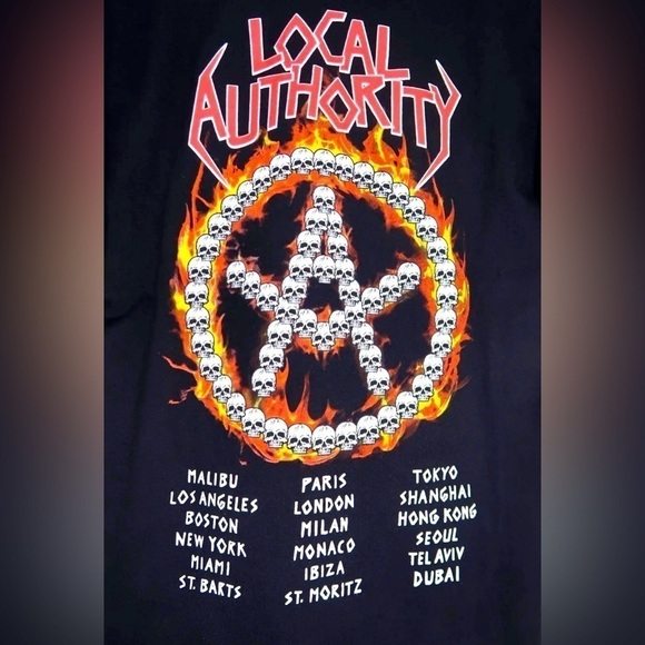 Local Authority Tri Skull Tour Print James Perse Los Angeles Unisex Size Small - Picture 3 of 6